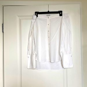 The Blue Shirt Shop Off Shoulder Button Up